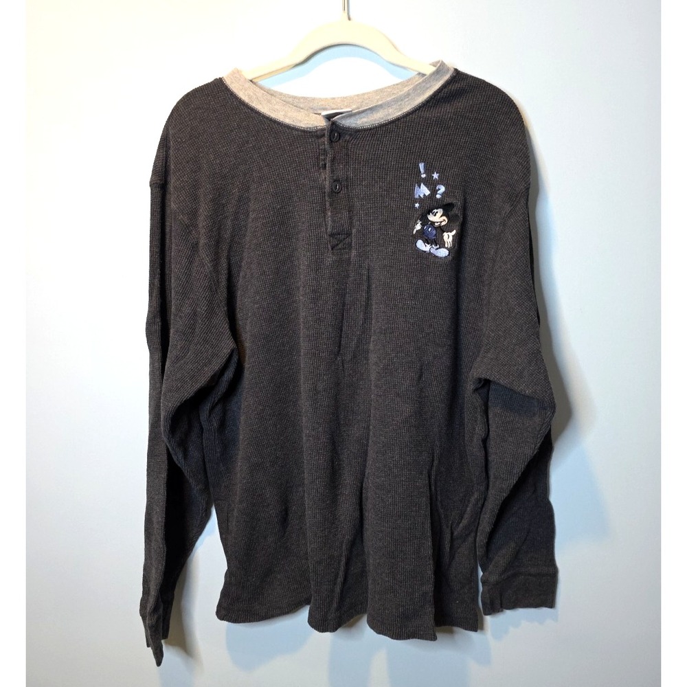 Vintage MICKEY Mouse Shirt‎ Men's Thermal DISNEY Store Exclusive Gray Lg/XL